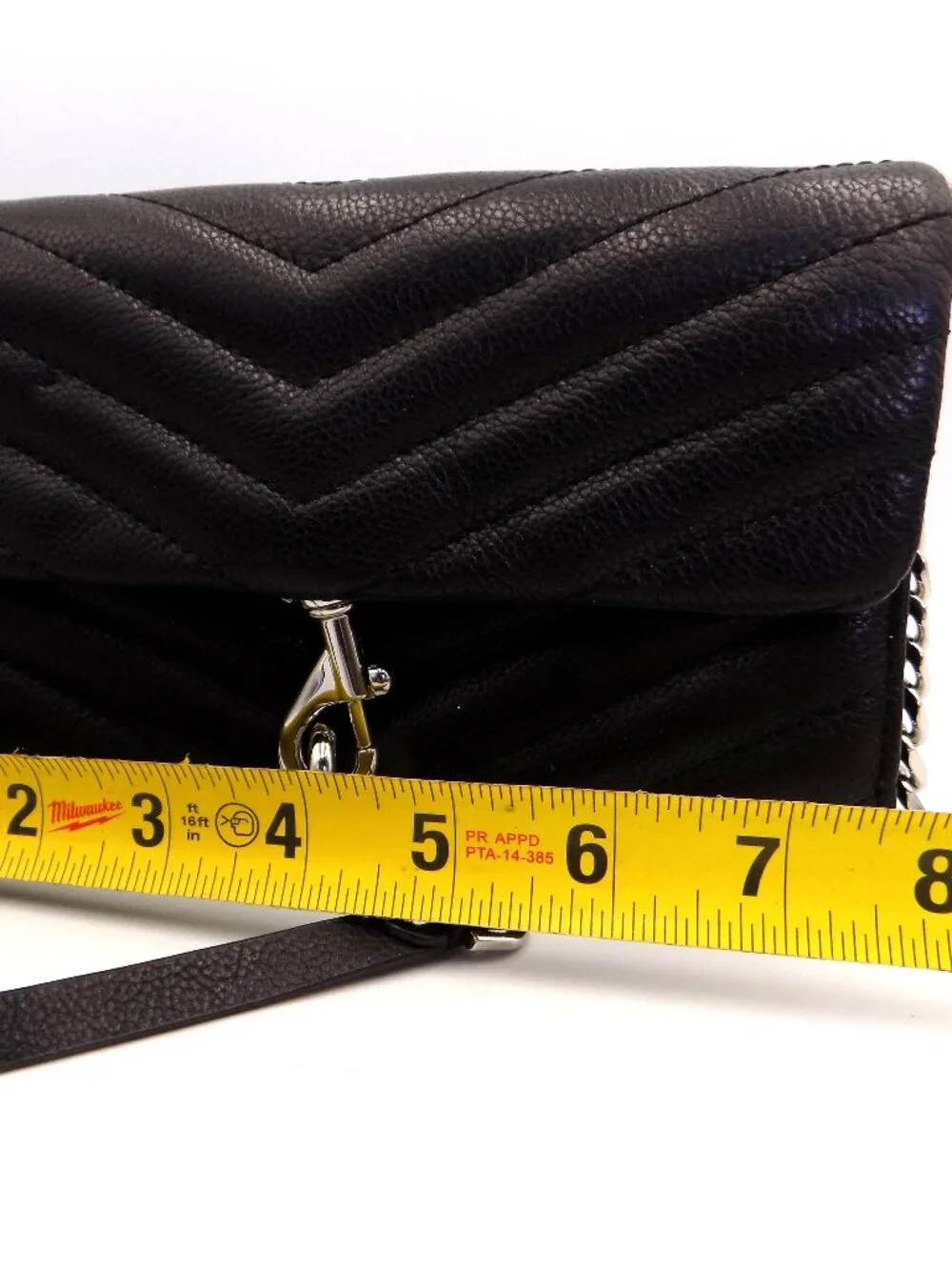 Rebecca Minkoff Black Leather Quilted Edie Wallet On A Chain NWT